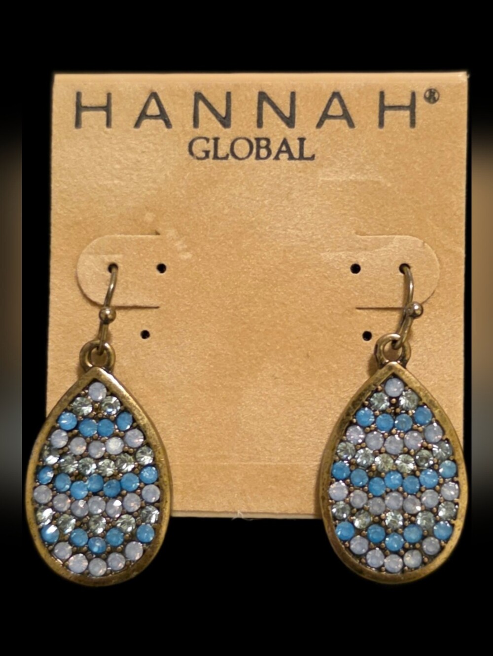 Blue & White Teardrop Crystal Earrings